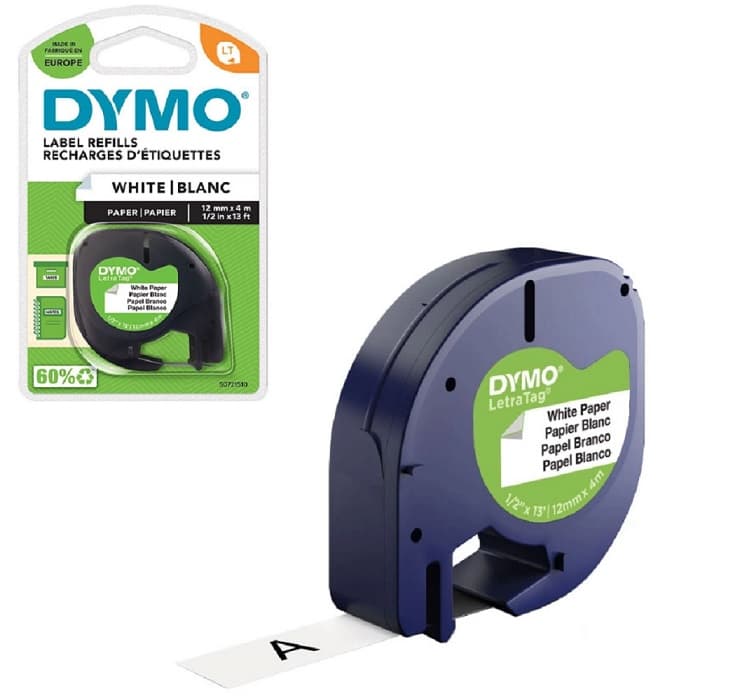 Banda Dymo LETRATAG hartie,12mm x 4m,alba (91200)
