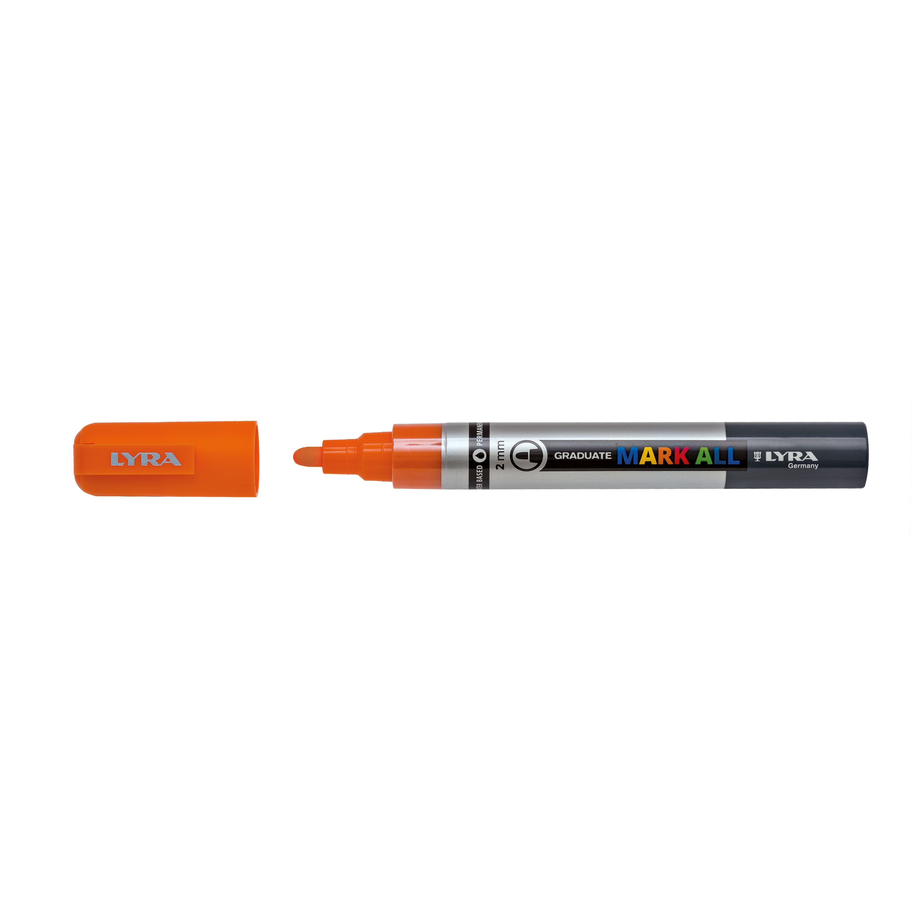 Marker LYRA Graduate Mark All, pe baza de apa, varf 2mm, pentru orice suprafata - orange