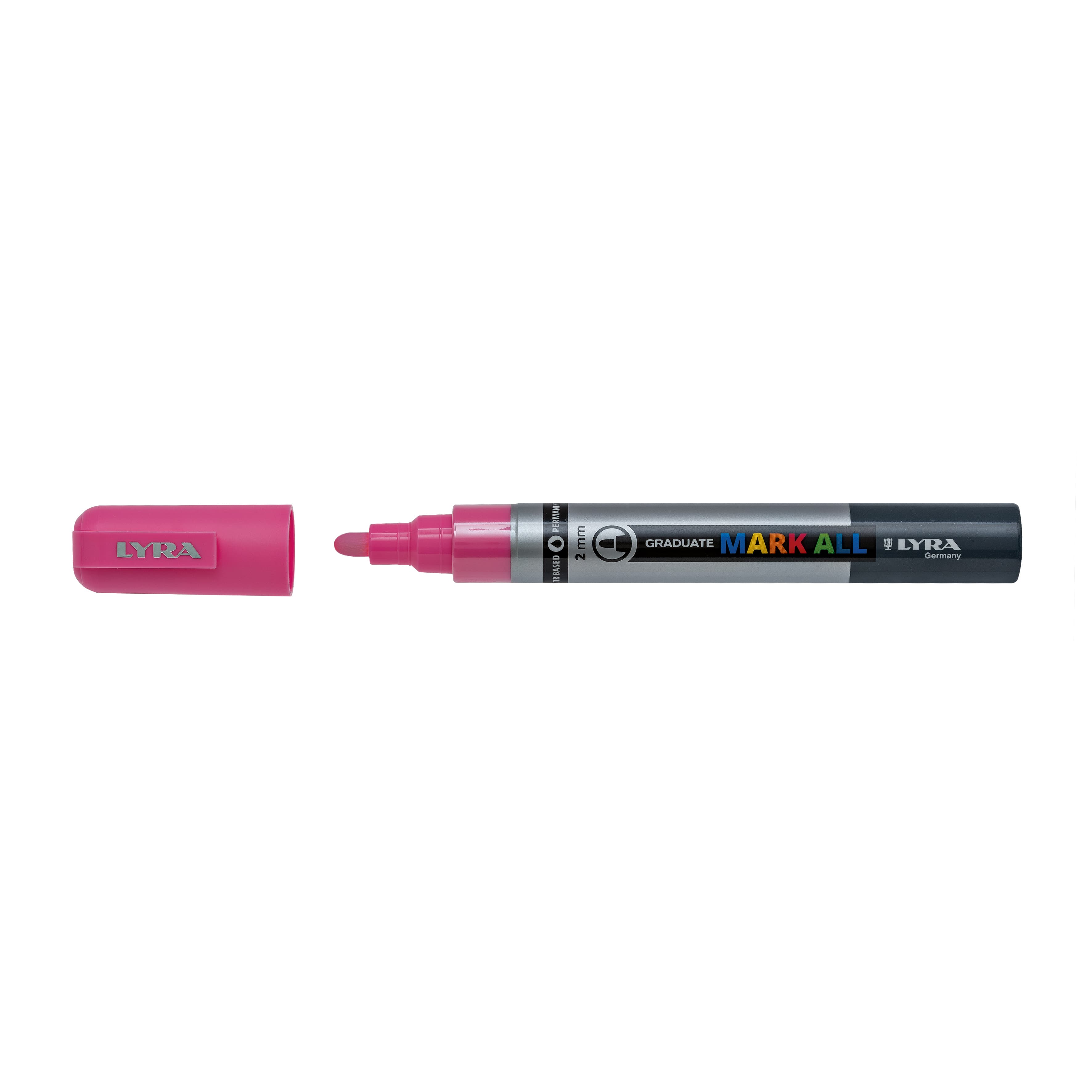 Marker LYRA Graduate Mark All, pe baza de apa, varf 2mm, pentru orice suprafata - roz