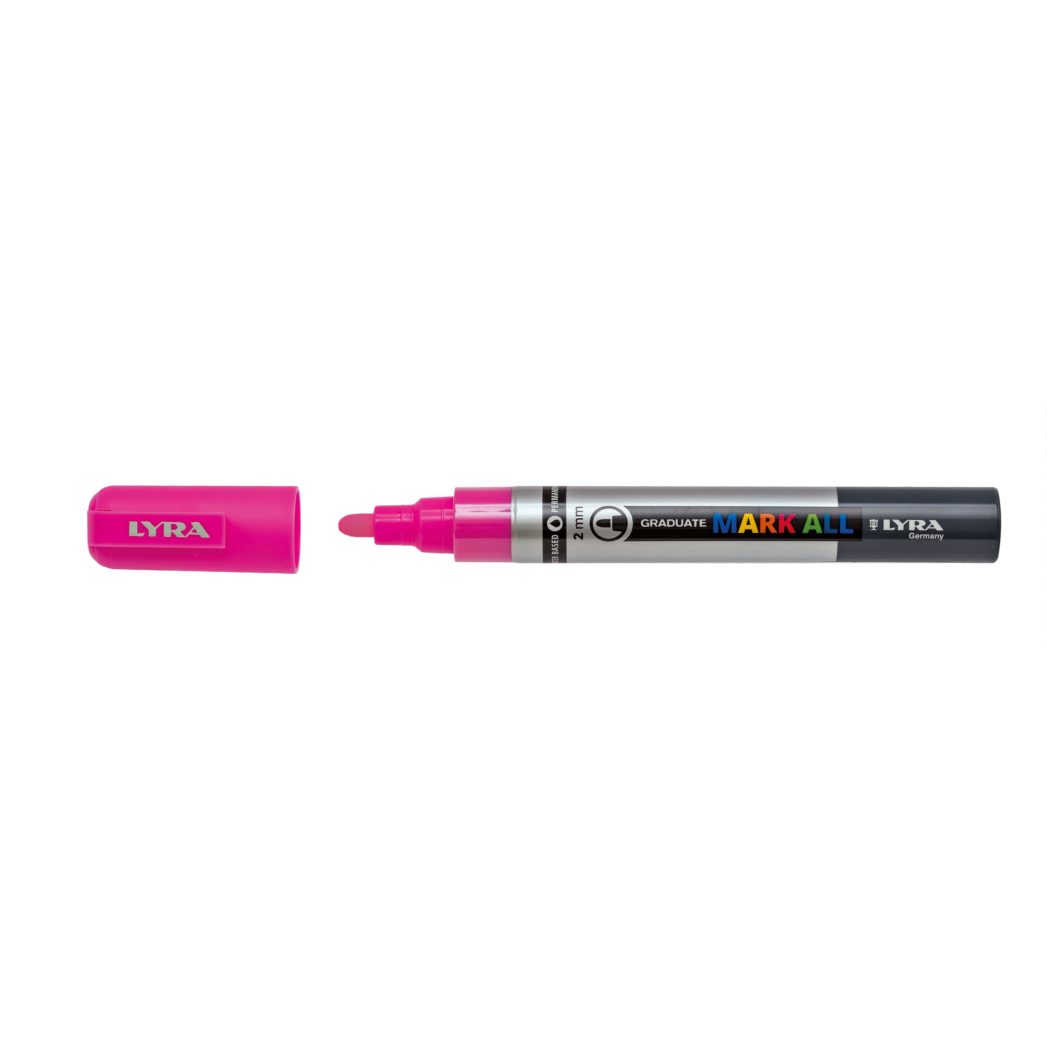 Marker LYRA Graduate Mark All, pe baza de apa, varf 2mm, pentru orice suprafata - roz neon