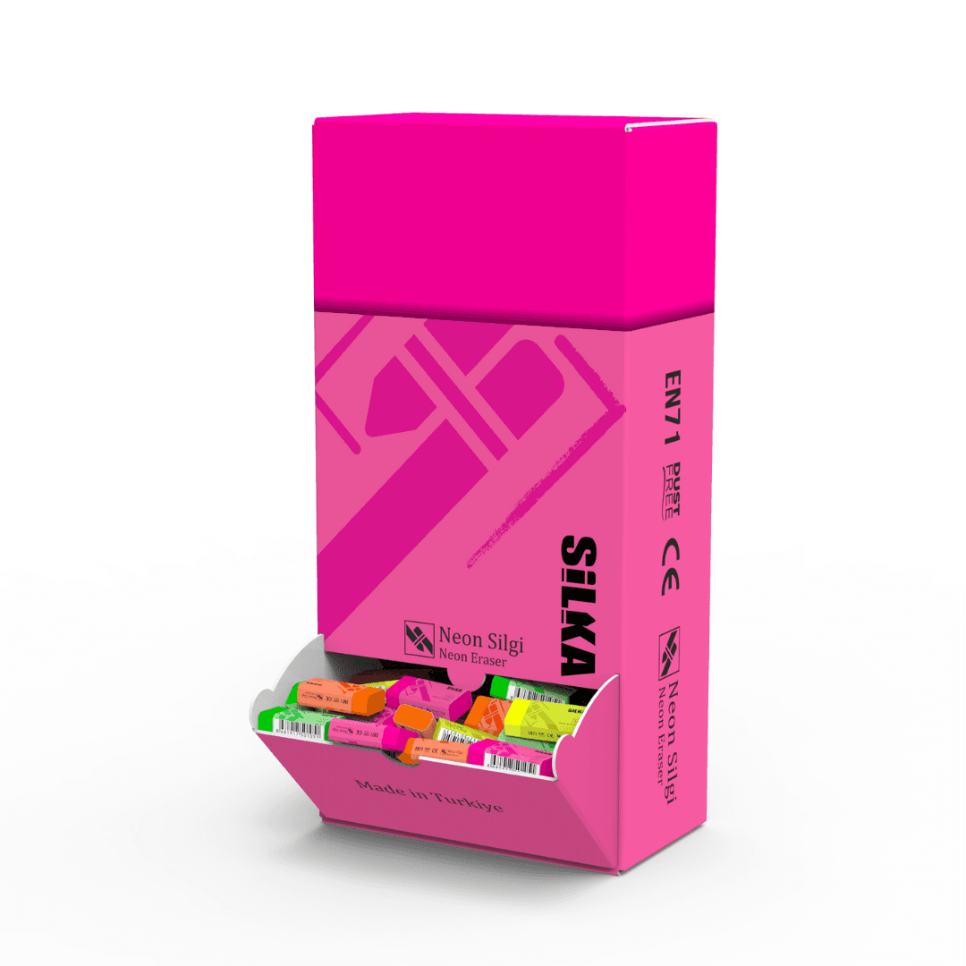 Display cu radiere pt creion, 44x22x13.5mm, 240buc/display, SILKA Neon - asortate