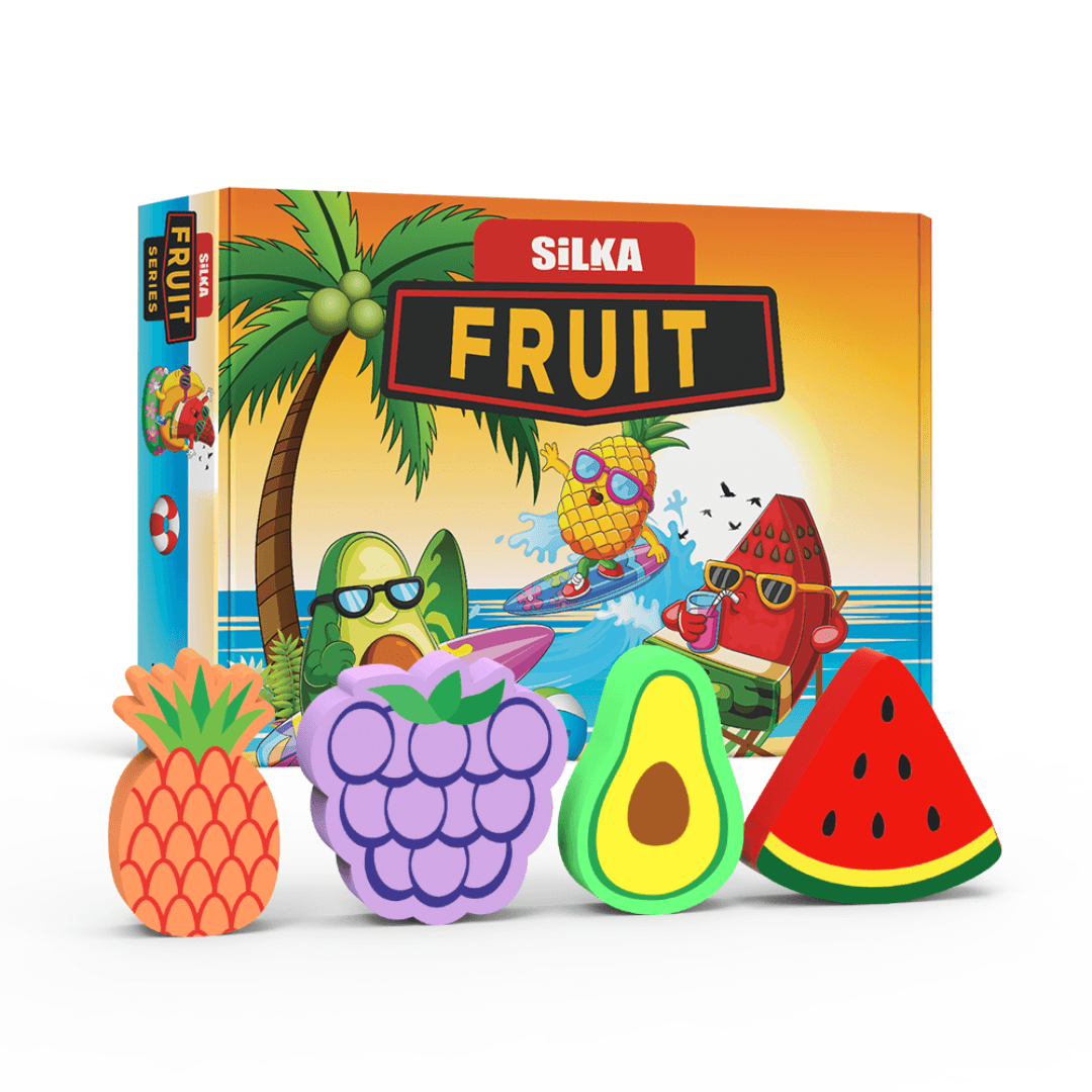 Cutie cu radiere pt creion, nu lasa reziduuri, 36buc/cutie, SILKA Fruit - design fructe