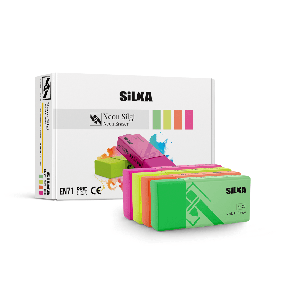 Radiera pentru creion, 39.5x18.5x12mm, PVC-free, nu lasa reziduuri, SILKA Neon - culori asortate