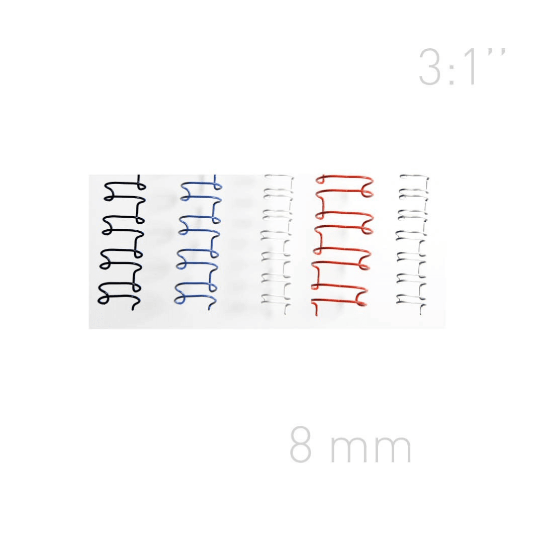 Spire metalice 8,0mm, pas 3:1", 100 buc/cutie, OPUS - alb