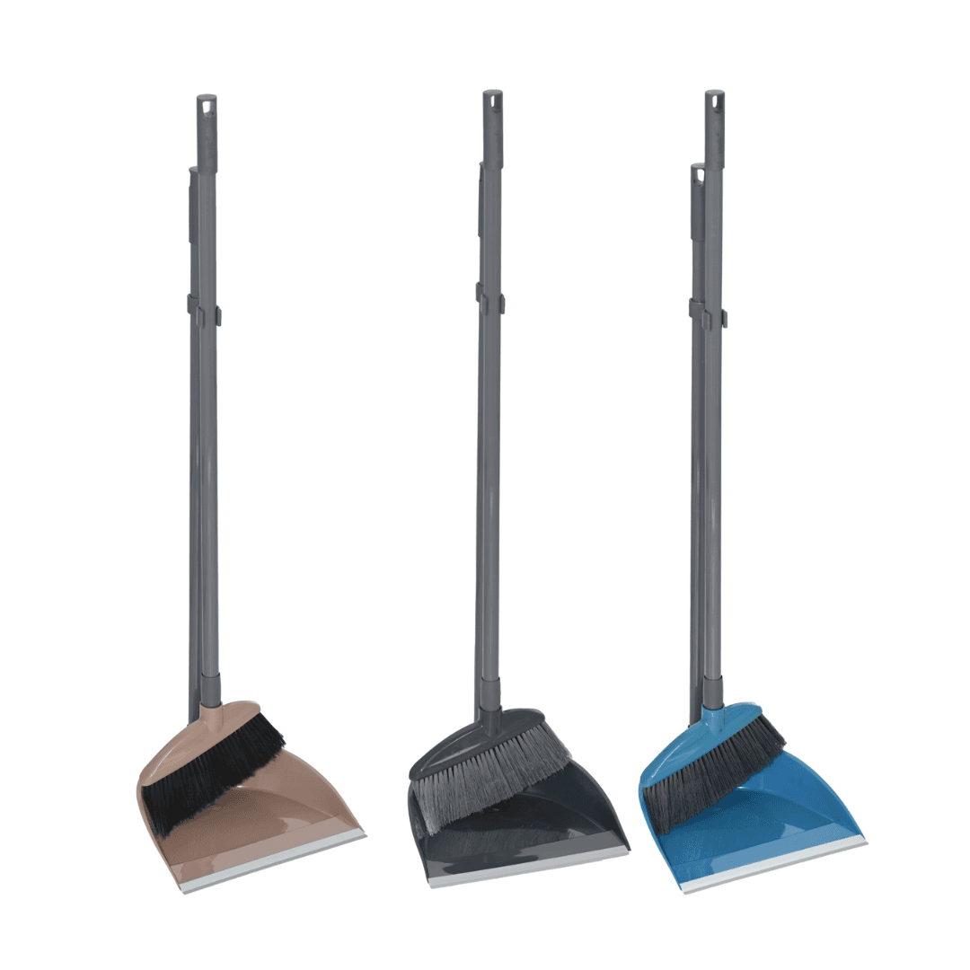 Set faras + perie, cu coada 87cm, margine din cauciuc, YORK - diverse culori