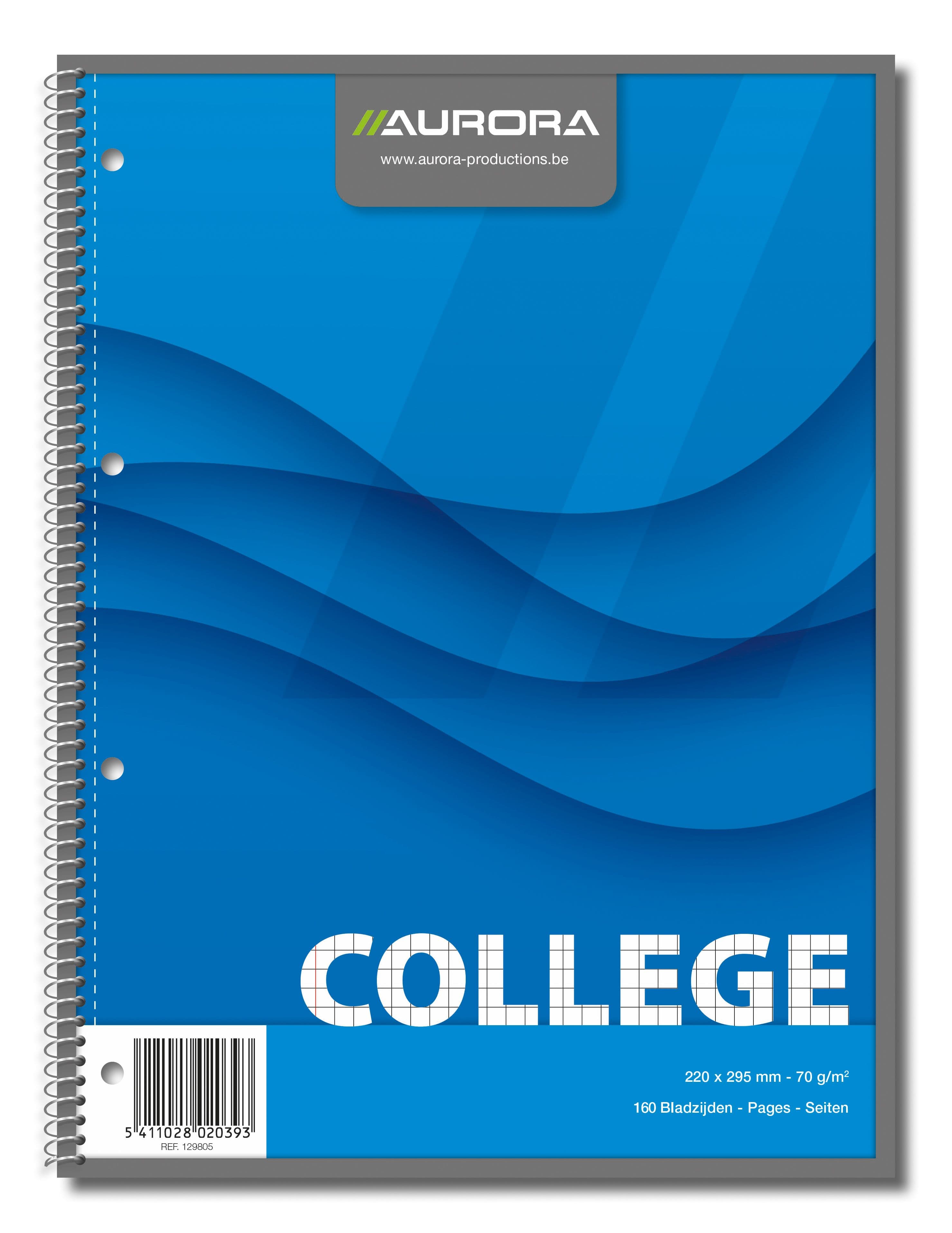 Caiet cu spirala, A4, 80 file - 70gsm, 4 perf., coperti carton, AURORA College - matematica