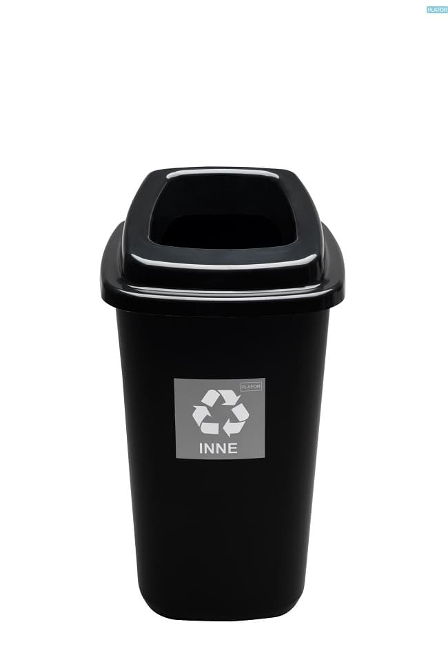 Cos plastic reciclare selectiva, capacitate 45l, PLAFOR Sort - negru cu capac negru - altele