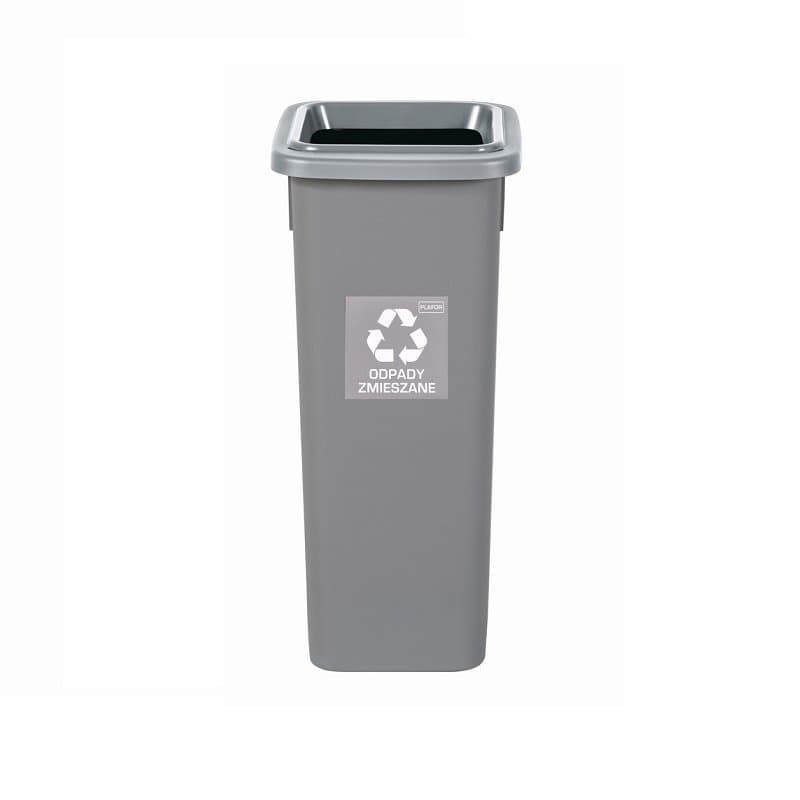 Cos plastic reciclare selectiva, capacitate 20l, PLAFOR Fit - gri cu capac gri - altele