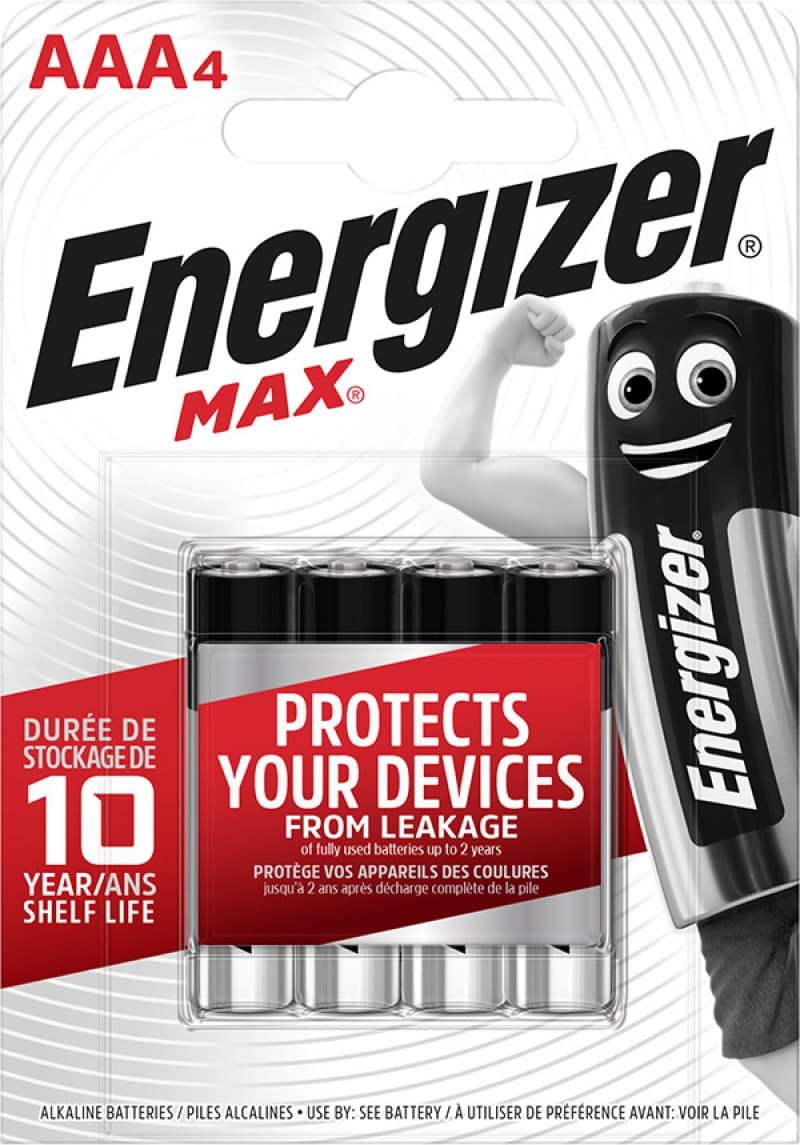 Baterii ENERGIZER Max AAA, LR03, 1.5V, 4 buc/set, dureaza cu 50% mai mult decat cele alkaline