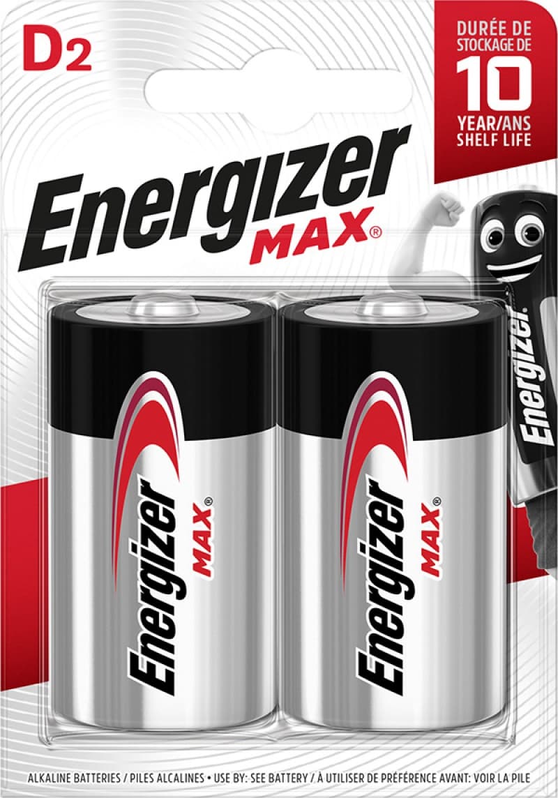 Baterii ENERGIZER Max D, LR20, 1,5V, 2 buc/set, dureaza cu 50% mai mult decat cele alkaline