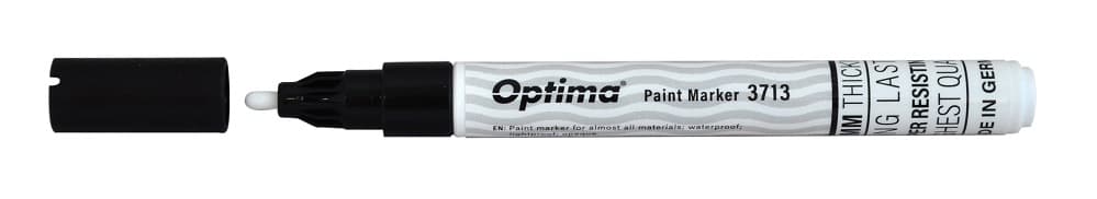 Marker cu vopsea Optima Paint 3713, varf rotund 2.0mm, grosime scriere 1-2mm - negru