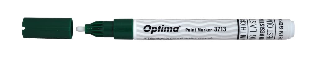 Marker cu vopsea Optima Paint 3713, varf rotund 2.0mm, grosime scriere 1-2mm - verde