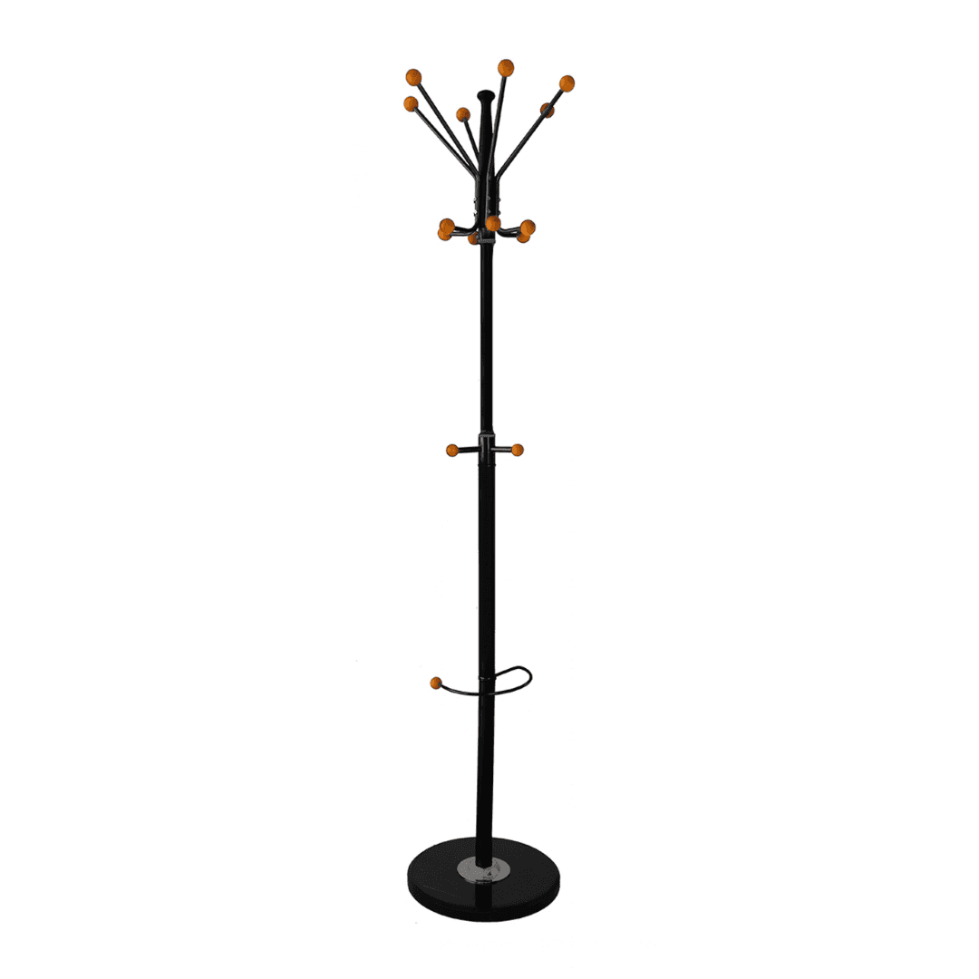Cuier metalic 14 agatatori, baza din marmura, suport umbrele, Office Products Stockholm - negru