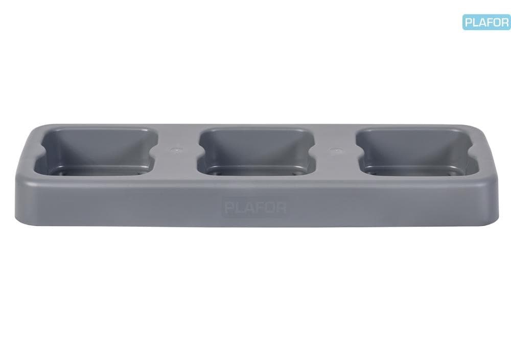 Suport plastic pentru 3 cosuri reciclare selectiva (3 x 53L), 103 x 34 x h7.5cm, PLAFOR Fit