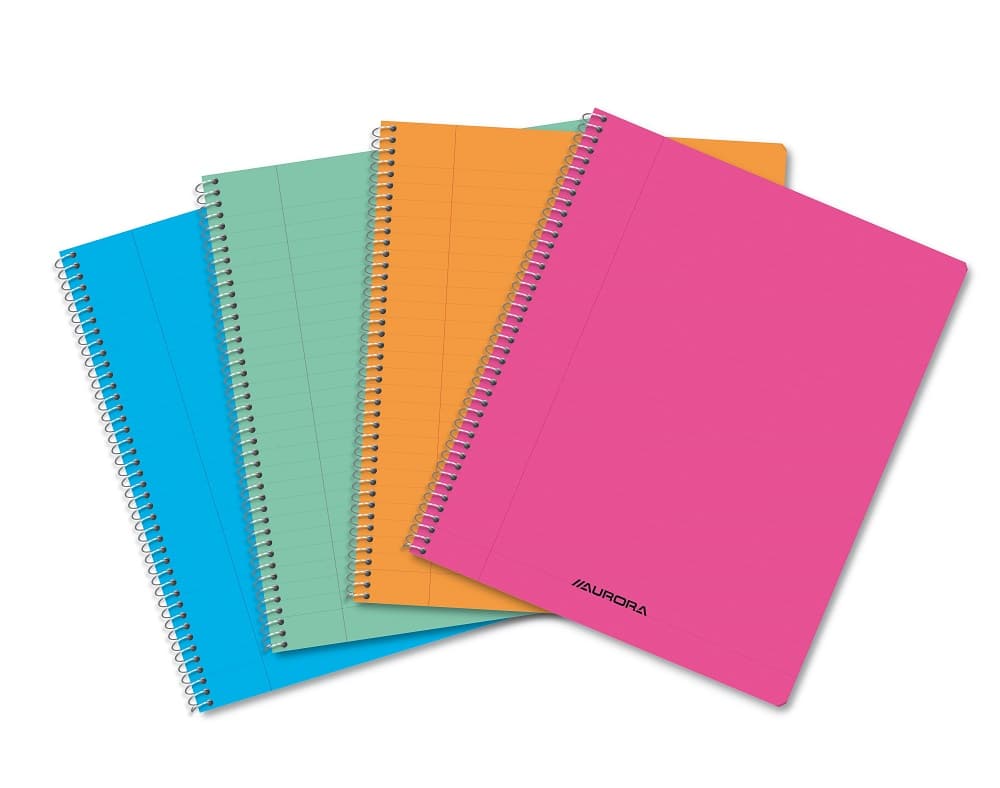 Caiet cu spirala, A5, 60 file - 80gsm, coperta PP transparent color, AURORA - dictando