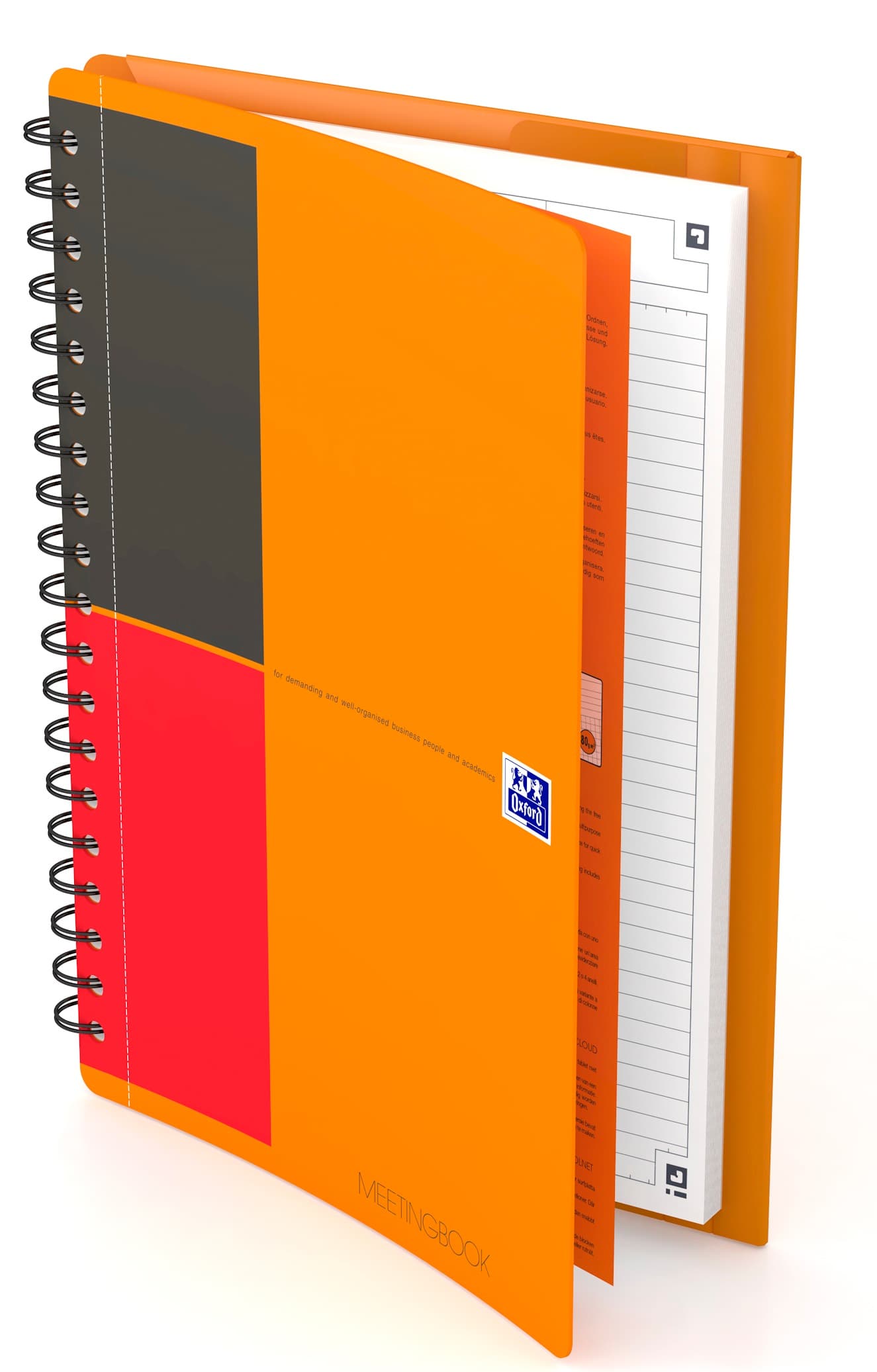Caiet cu spirala, OXFORD Int. Meetingbook, B5, 80 file - 80gsm, Scribzee, coperta PP - dictando