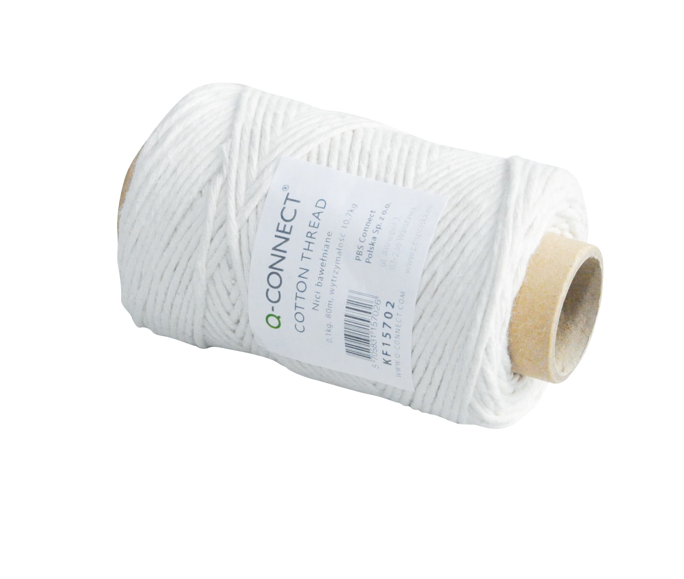 Sfoara din bumbac, ceruita, 80m, 100g/ghem, Q-Connect - culoare alba