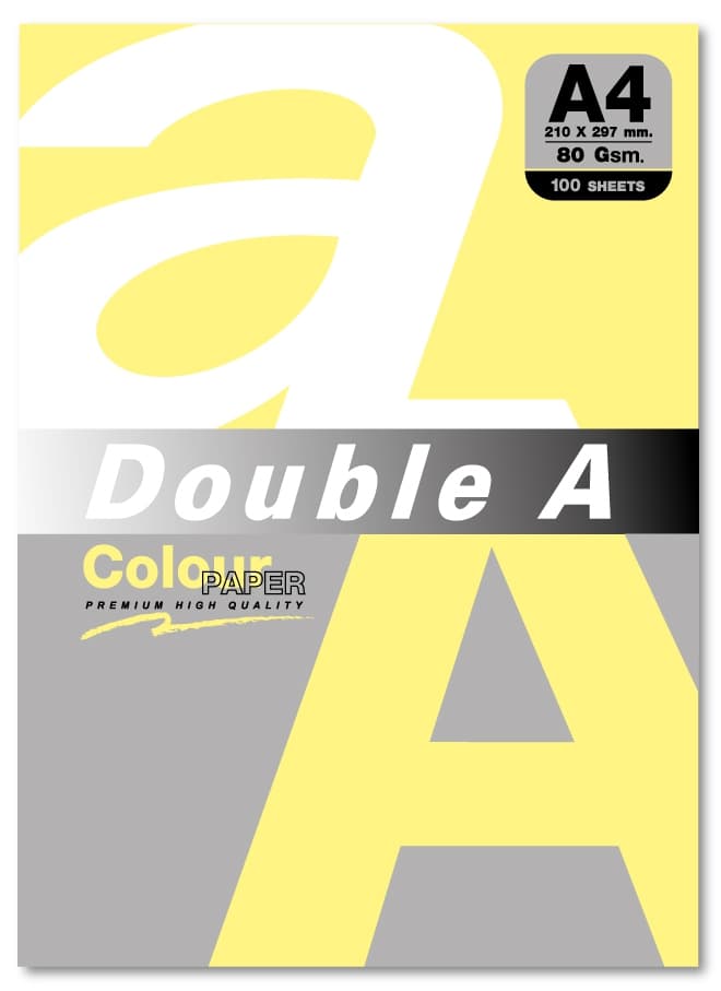 Hartie color pentru copiator A4, 80gsm, 100coli/top, Double A - lemon intens