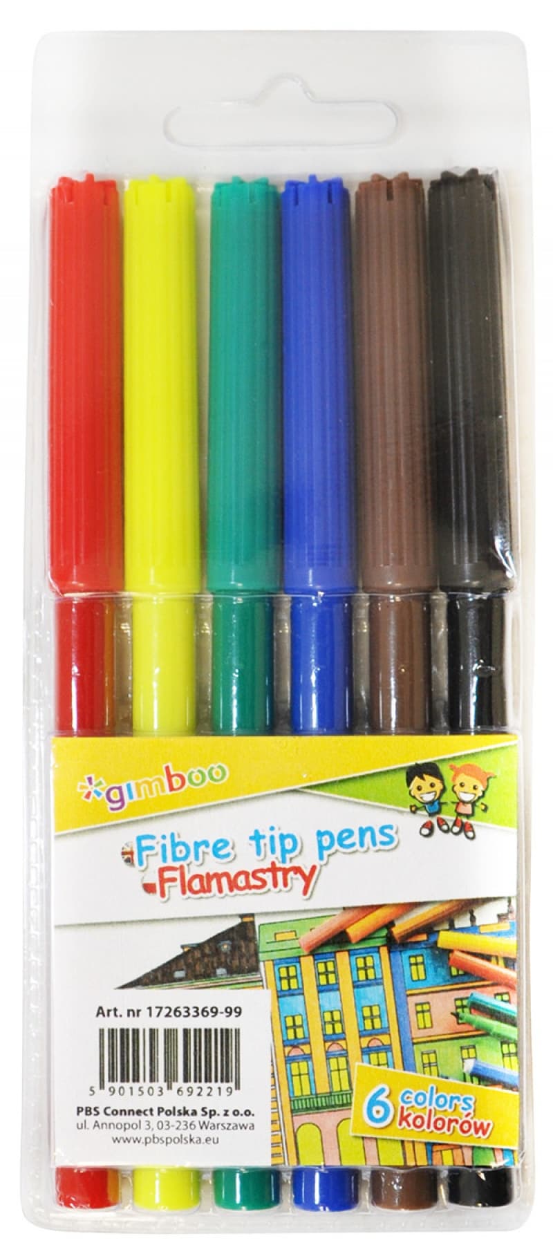 Carioca varf subtire, 6 culori/set, GIMBOO