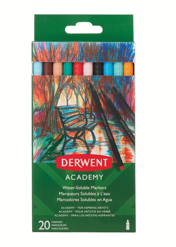 Carioca pe baza de apa DERWENT Academy, 20buc/set, diverse culori