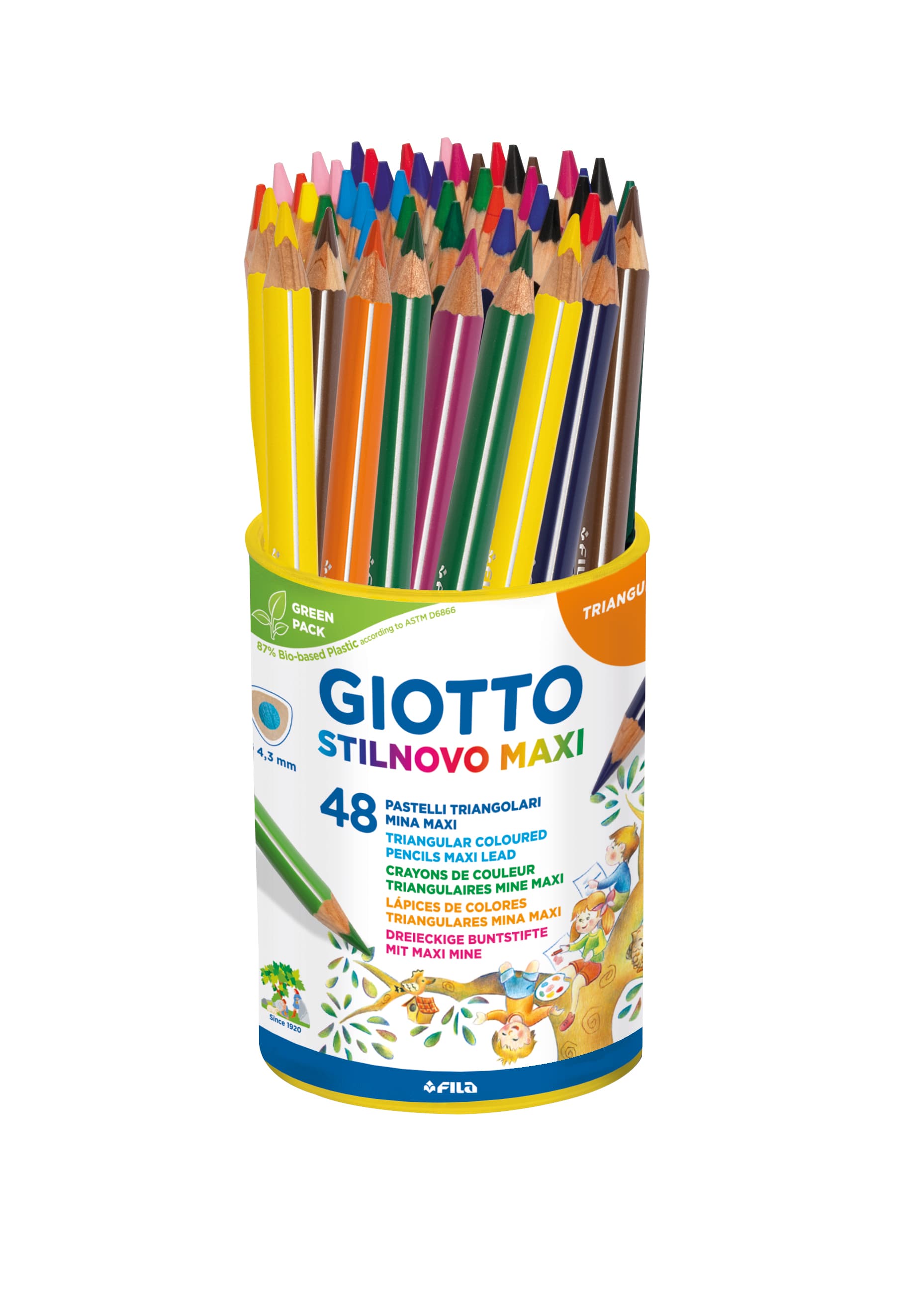 Creioane colorate 48 culori/tub, GIOTTO Stilnovo Maxi