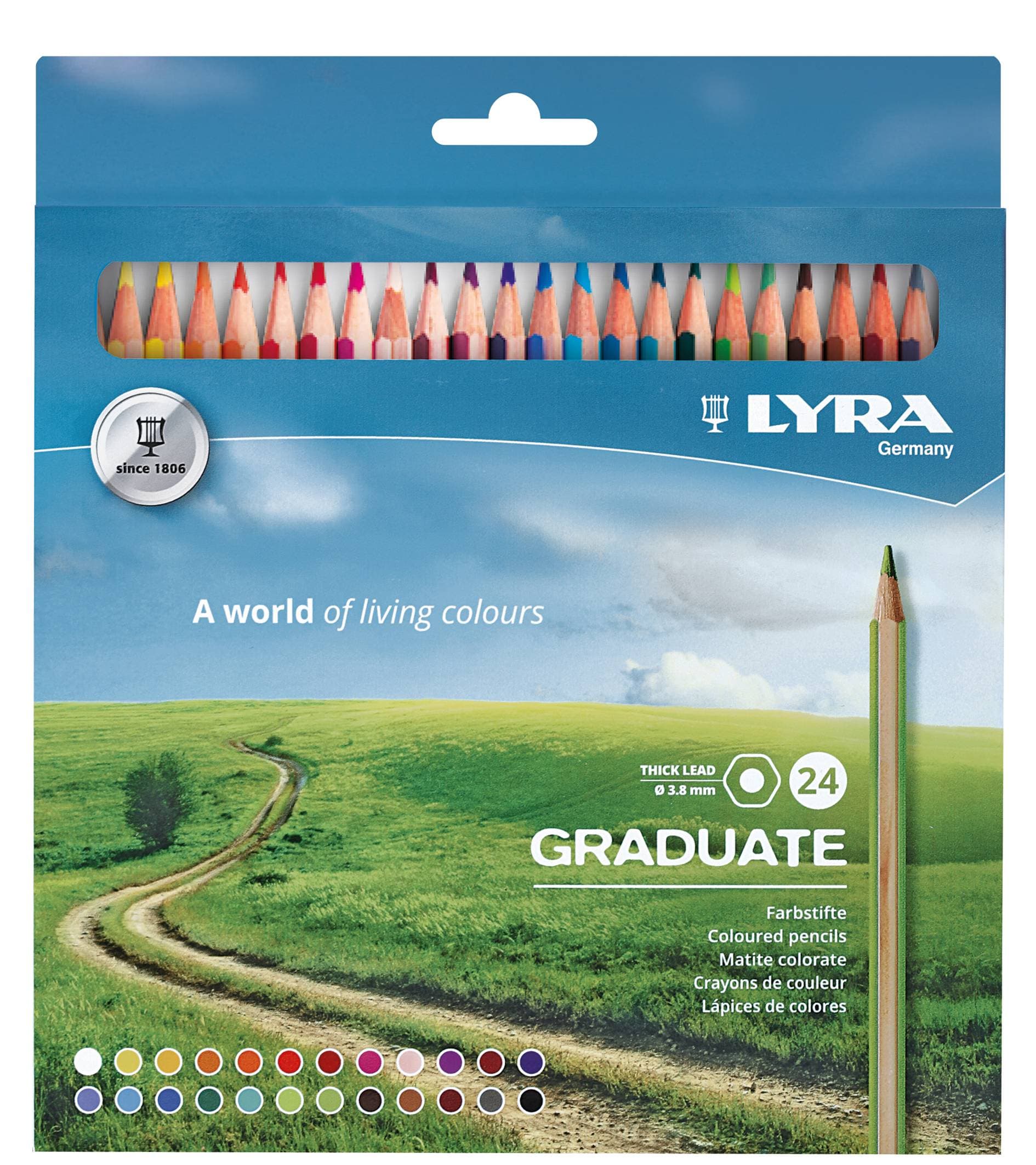 Creioane colorate LYRA Graduate Graphite, 24 culori/cutie