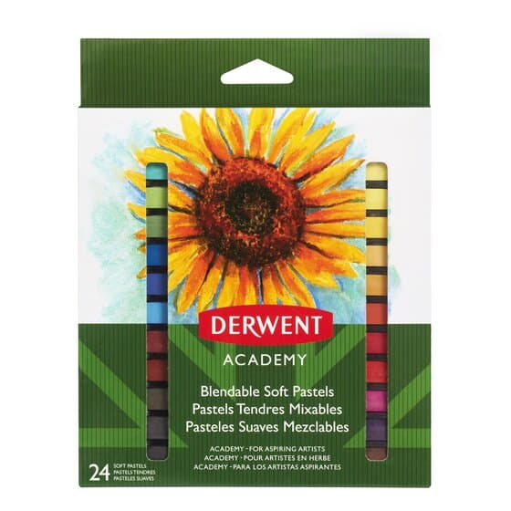 Creioane colorate pastel soft DERWENT Academy, 24 buc/set, diverse culori