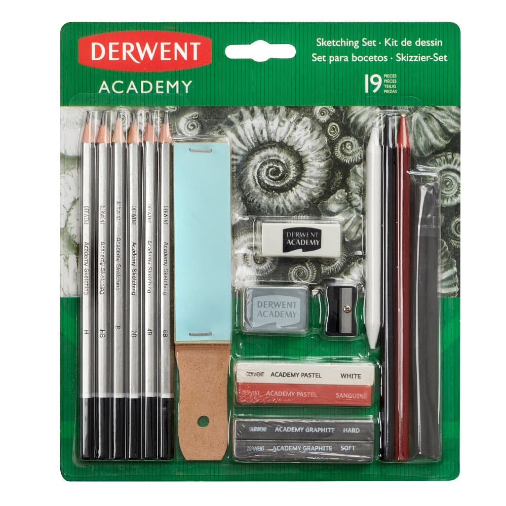 Creioane grafit, 19 buc/set, pentru schite, DERWENT Academy