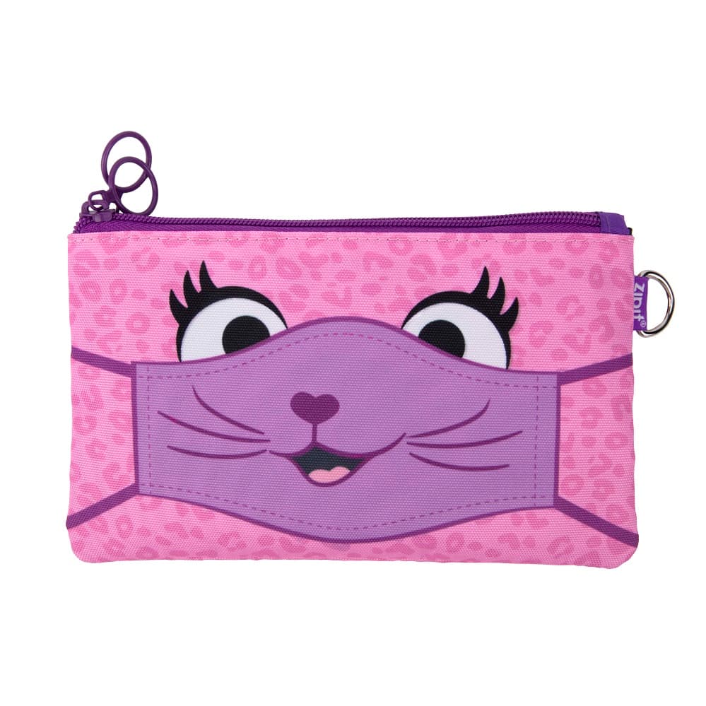 Penar dublu cu fermoar si masca material textil, ZIPIT Face-It Creature - roz