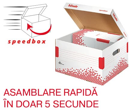 Container arhivare si transport Esselte Speedbox, cu capac, carton, 100% reciclat, FSC, M, alb