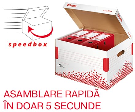 Container arhivare si transport Esselte Speedbox, pentru biblioraft, carton, 100% reciclat, FSC, alb