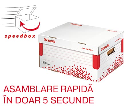 Container arhivare si transport Esselte Speedbox, cu capac, carton, 100% reciclat, FSC, S, alb