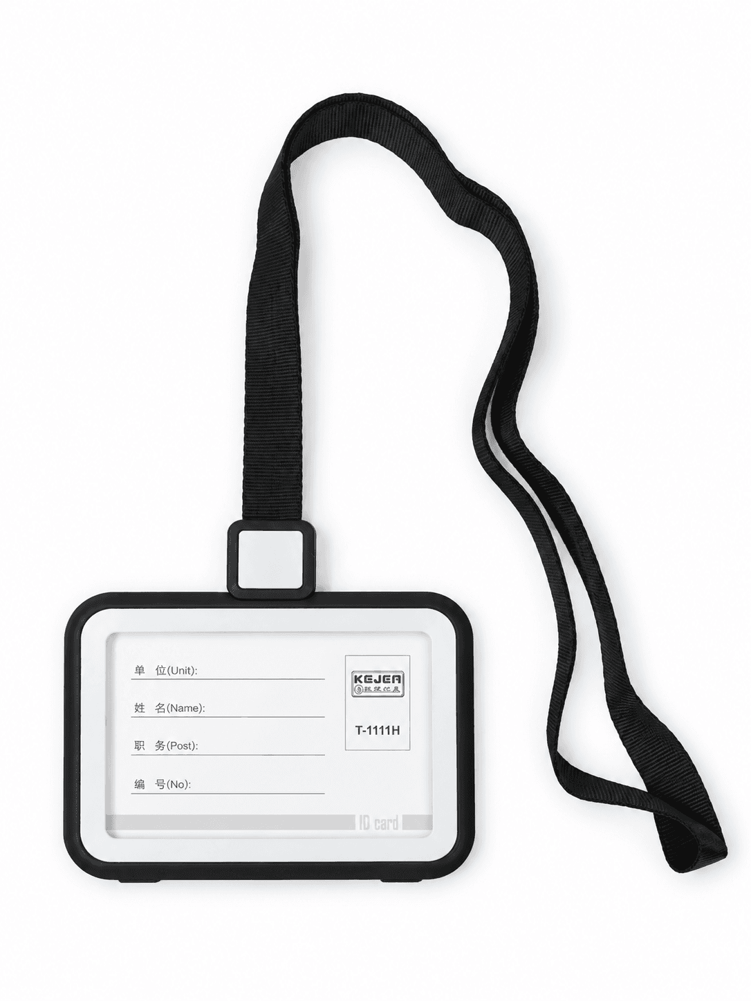 Buzunar PP pentru ID carduri cu lanyard, orizontal,85mmx54mm, 5 buc/set- negru