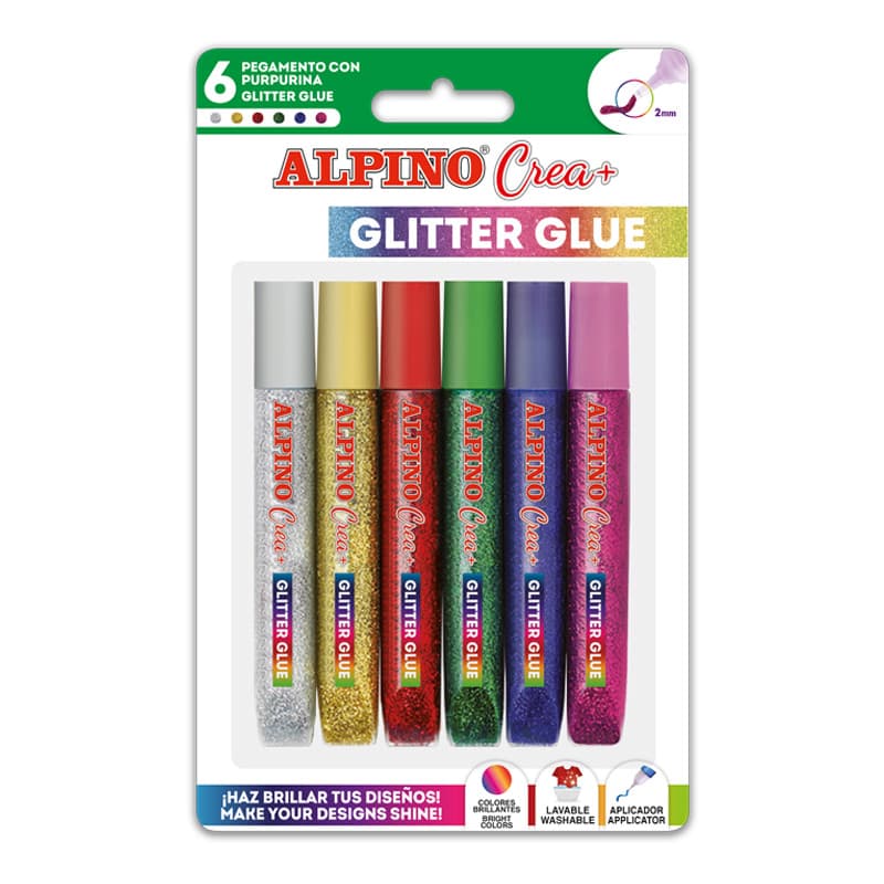 Lipici Glitter Classic, 6 buc/blister, ALPINO Crea+