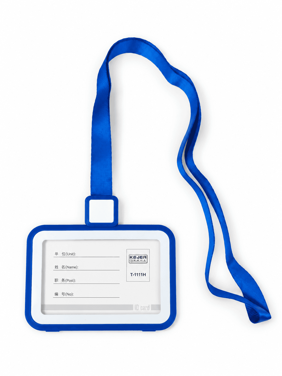 Buzunar PP pentru ID carduri cu lanyard, orizontal,85mmx54mm, 5 buc/set- albastru
