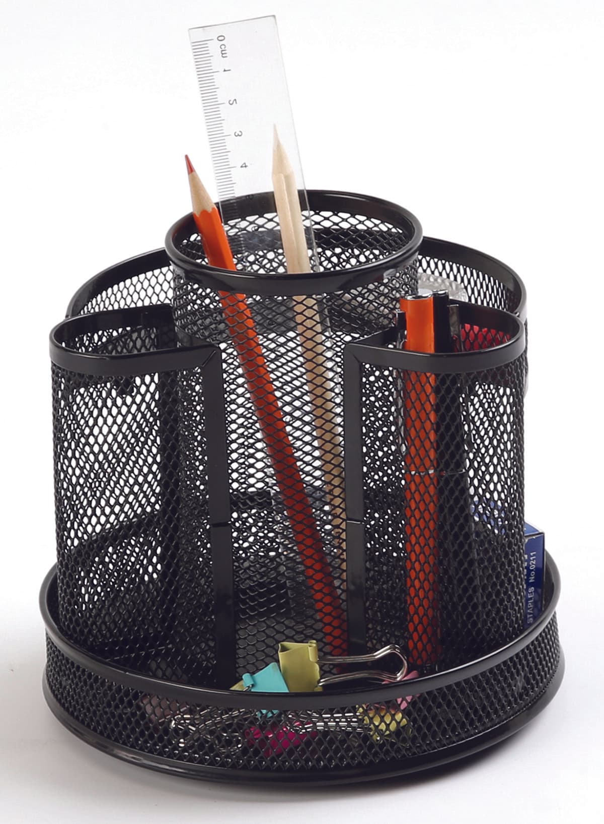 Organizer metalic Mesh, de birou, rotativ, Q-Connect - negru