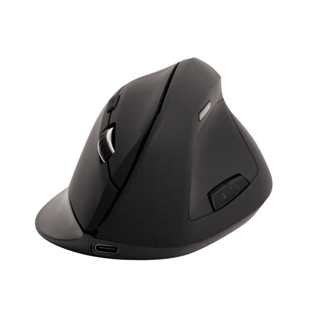 Mouse vertical, cu 6 butoane, wireless, 112x63x78mm, pentru mana dreapta, Q-Connect - negru