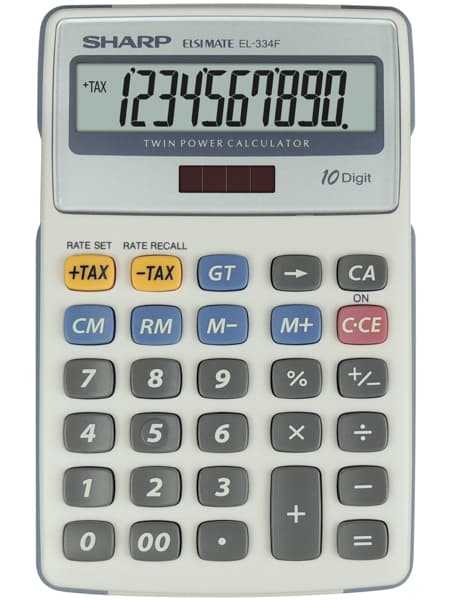 Calculator de birou, 10 digits, 170x108x15mm, dual power, SHARP EL-334FB - gri