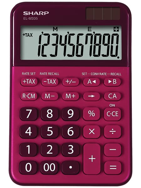 Calculator de birou, 10 digits, 149x100x27mm, dual power, SHARP EL-M335BRD - rosu