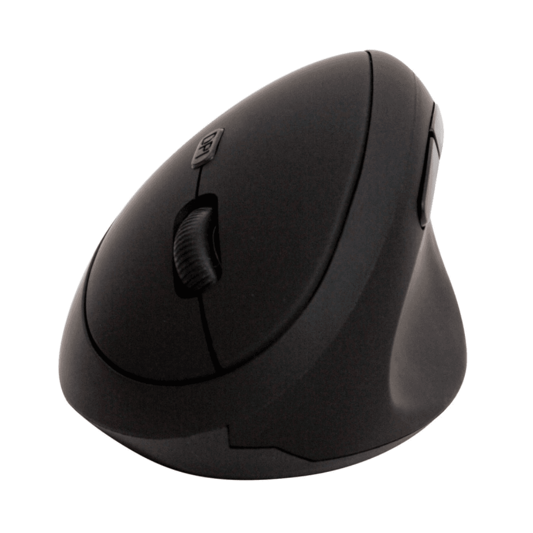 Mouse vertical, cu 6 butoane, wireless, 100x60x65mm, pentru mana dreapta, Q-Connect - negru