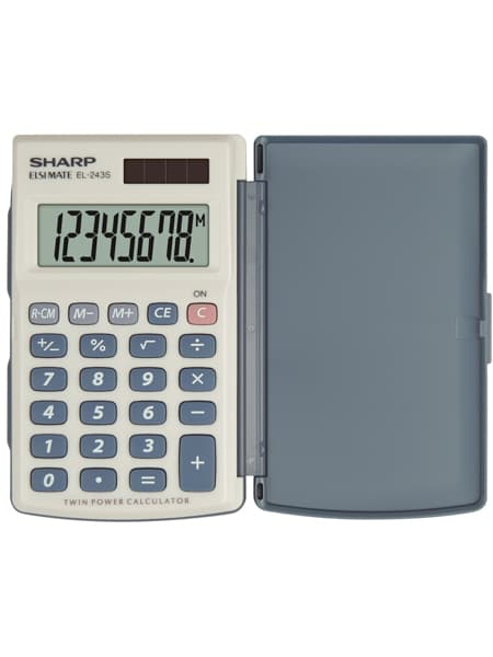 Calculator de buzunar, 8 digits, 105x64x11mm, dual power, capac plastic, SHARP EL-243S - gri