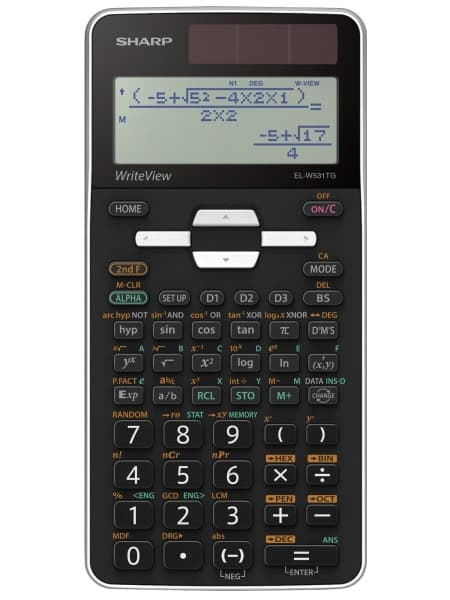 Calculator stiintific, 16 digits, 422 functii, 166x80x14mm, dual power, SHARP EL-W531TGWH-alb/negru