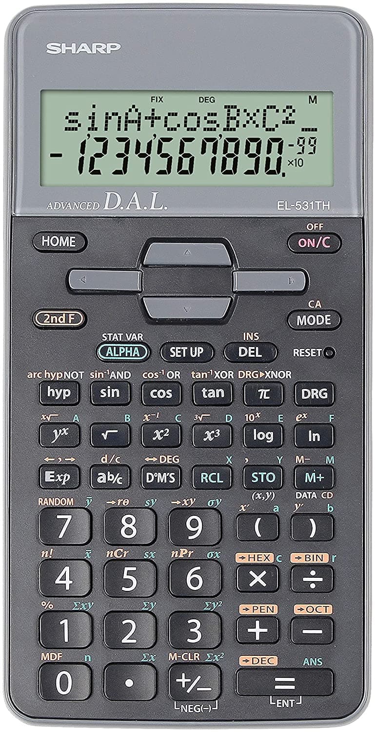Calculator stiintific, 10 digits, 273 functii, 161x80x15mm, dual power, SHARP EL-531THGR-negru/gri