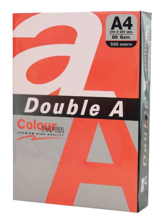 Hartie color pentru copiator A4, 80gsm, 500coli/top, Double A - rosu intens