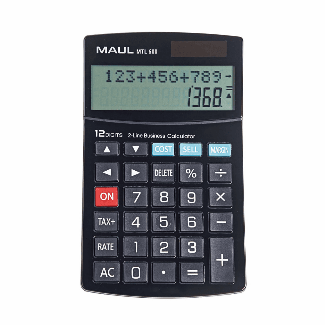 Calculator de birou, 12 digits, MAUL MTL600, afisaj display cu 2 randuri - negru