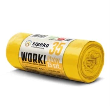 Saci menajeri rezistenti LDPE, 35L, 50 x 60cm, 20 microni, 25buc/rola, Sipeko - galbeni