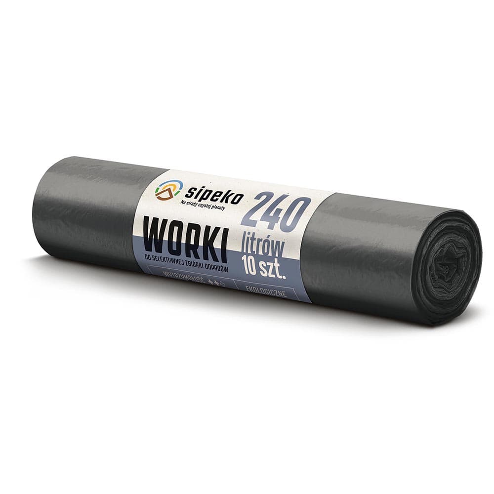 Saci menajeri super rezistenti LDPE, 240L, 95 x 140cm, 43 microni, 10buc/rola, Sipeko - negri