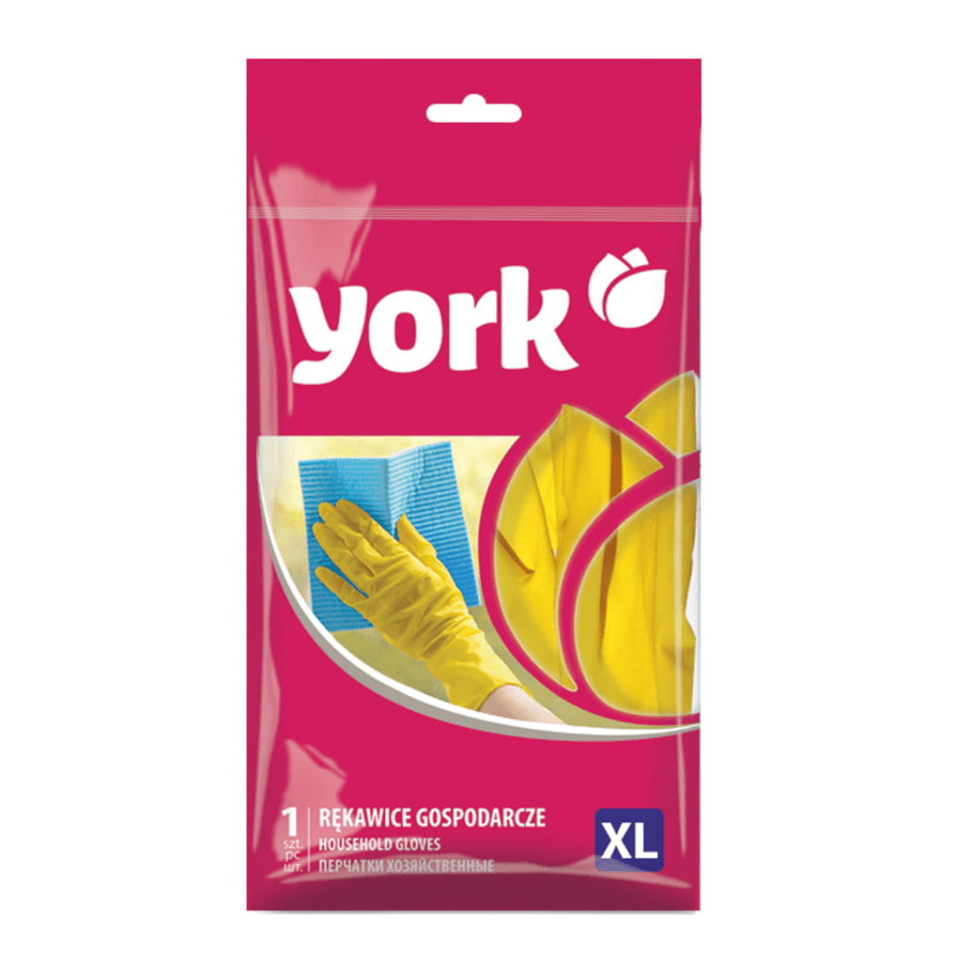 Manusi menaj, din cauciuc, galbene, 1 pereche/set, YORK - marime XL