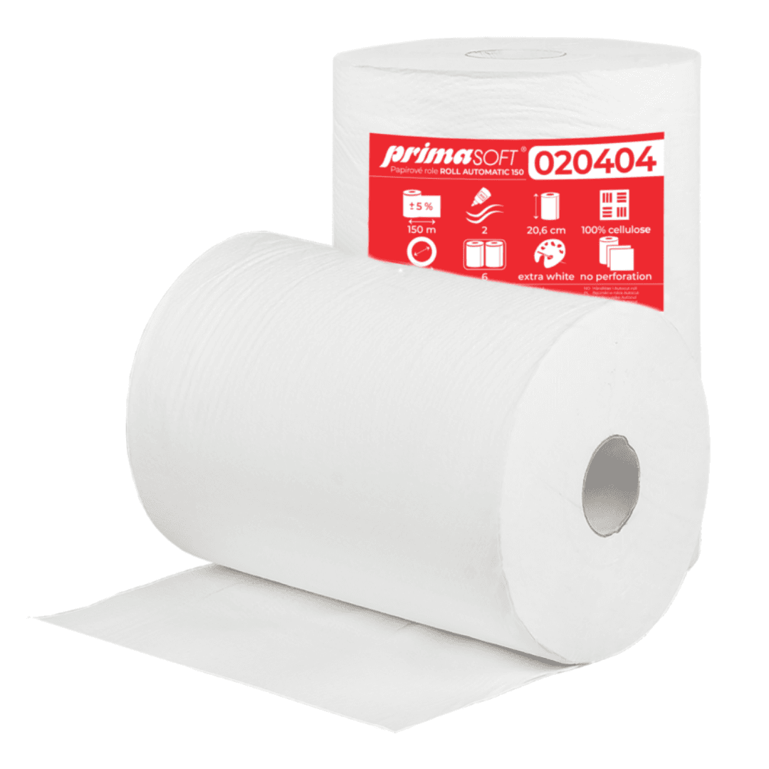 Prosop rola hartie alba, autocut, 150m - 2 straturi (2x20gsm), 6 role/bax, Prima Soft