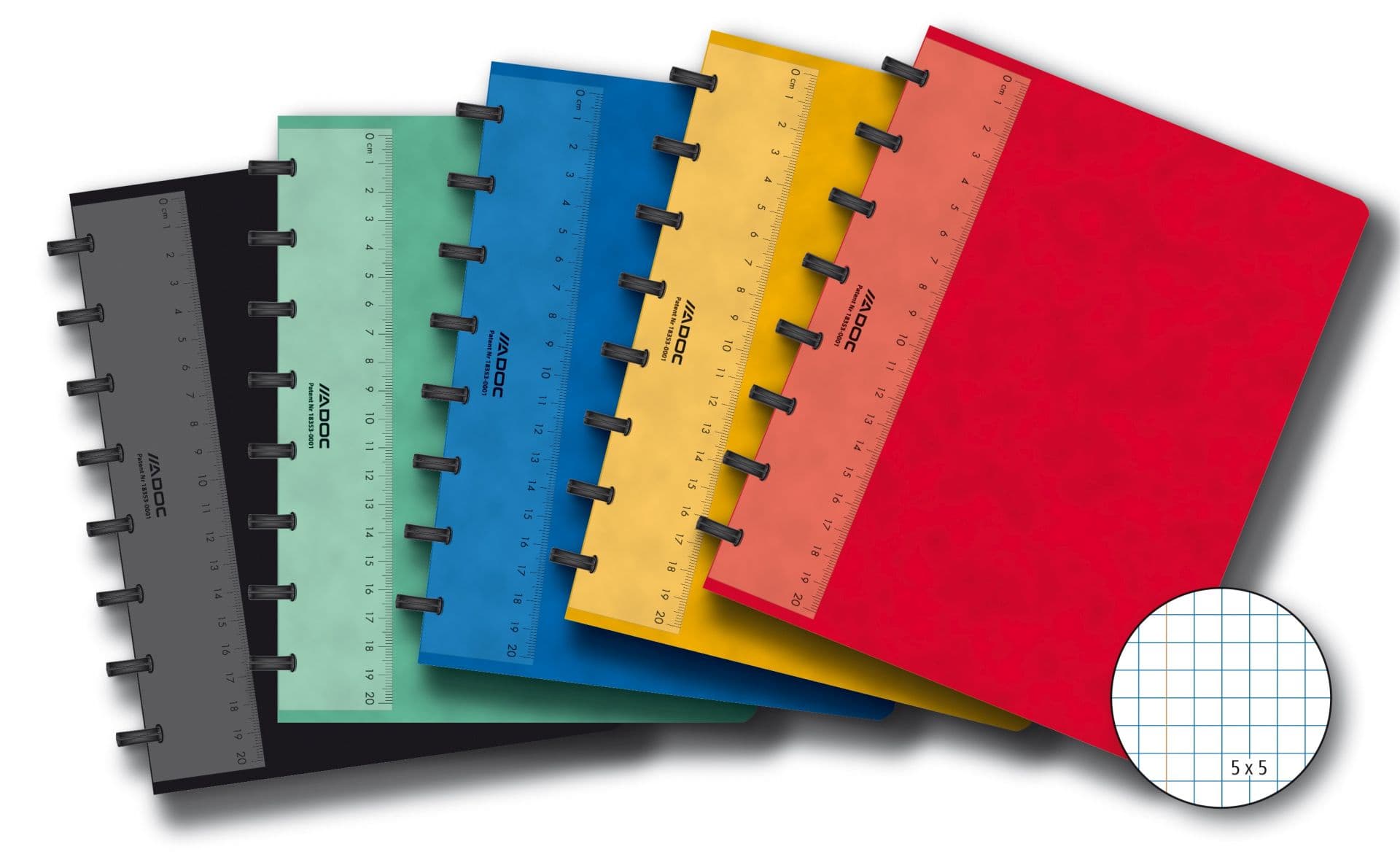 Caiet A5, 72 file - 90gsm, coperta carton color embosat, AURORA Adoc - matematica